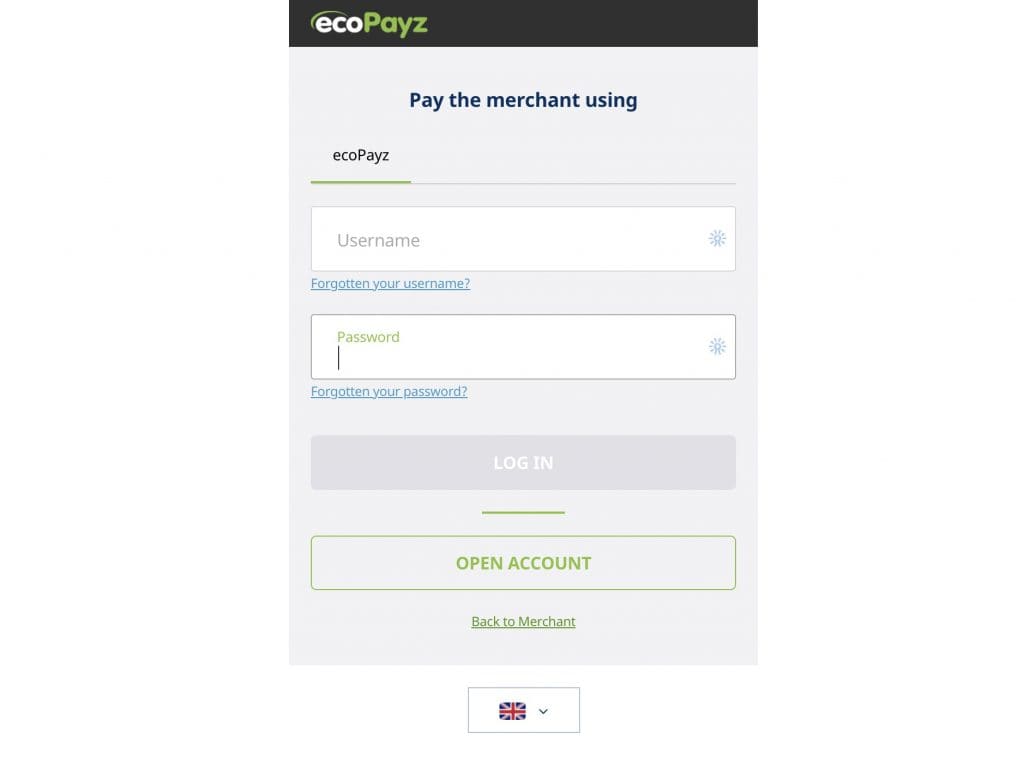 ecoPayzのログイン画面